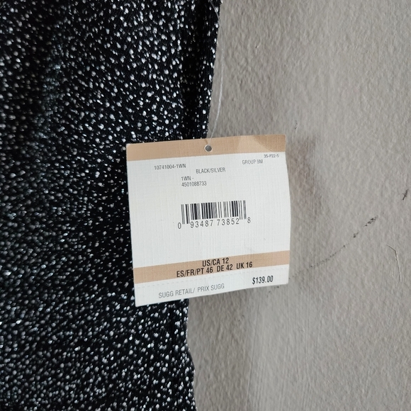 NWT Anne Klein Black With Sparkle Dress Rouching Sleeveless Cocktail Party Sz 12 - Picture 5 of 8